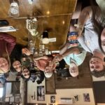 A well deserved meal at the local for some of the volunteers